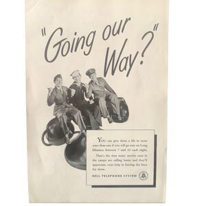 Vintage 1945 Bell Telephone System Going Our Way Ad Advertisement